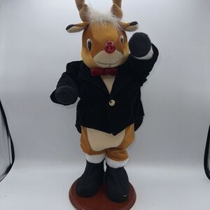 Vintage Christmas Dancing Musical Rudolph Red Nosed Reindeer 1977 Animated Deer.